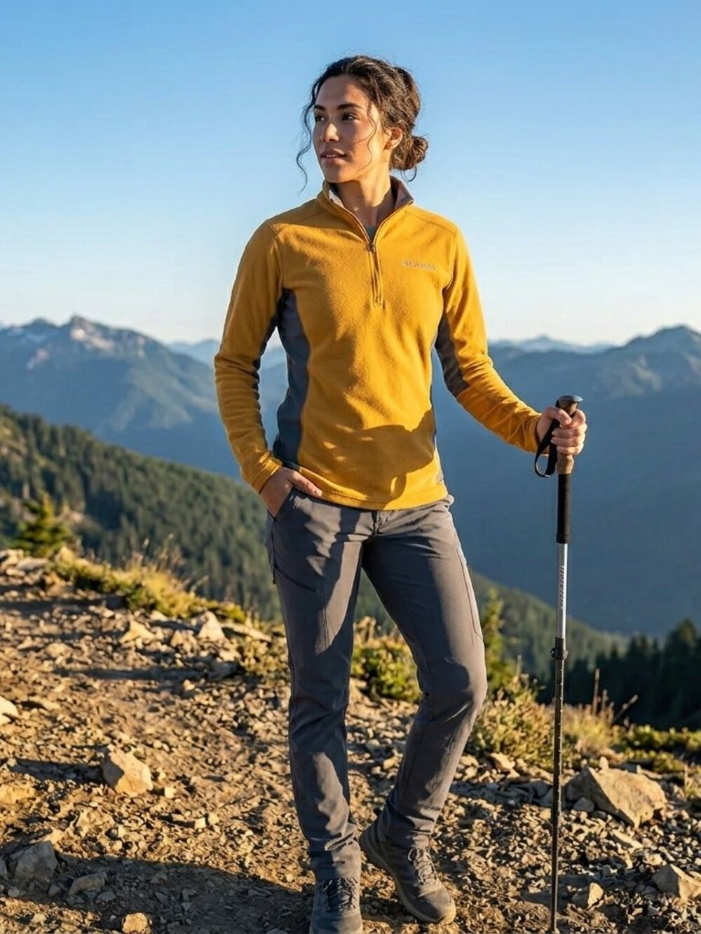 Columbia Fleece Pullover Mustard Gold 1/4 Zip Sweater Hiking Gorpcore S